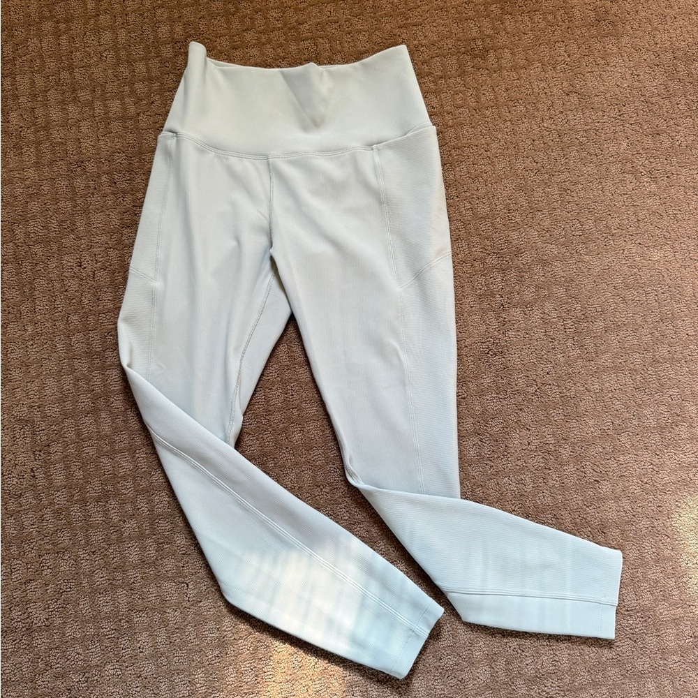 CALIA by Carrie Underwood Light Cream Ribbed High-Waist Leggings